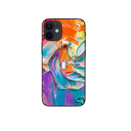 Set Doua Folii Skin Acoperire 360 Compatibile cu Apple iPhone 12 Mini Marmalis Sticker Skin Printing Abstract Rainbow