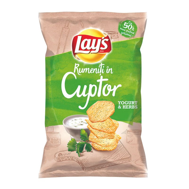 Chipsuri rumeniti in cuptor cu iaurt si ierburi Lay's, 125 g