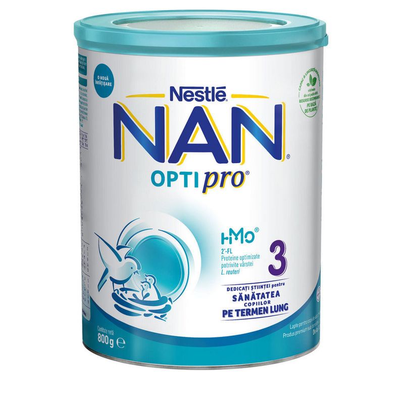 Lapte praf Nestle NAN OPTIPRO 3 HMO, de la 1 an, 800g