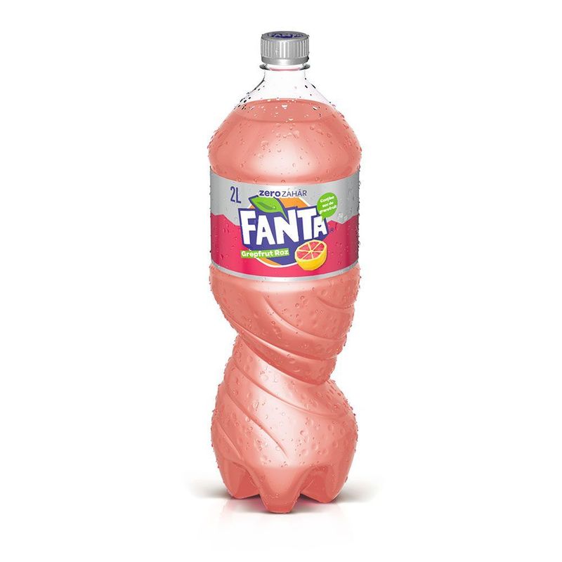 Bautura carbogazoasa Fanta Grapefruit Roz, Zero Zahar, 2 l